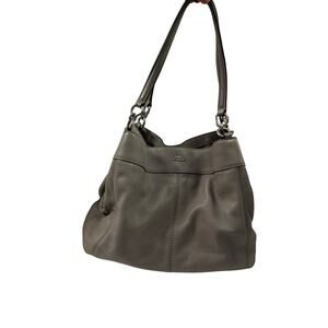 Coach Lexy Taupe Gray Leather Shoulder Bag Purse Handbag GS (as is)